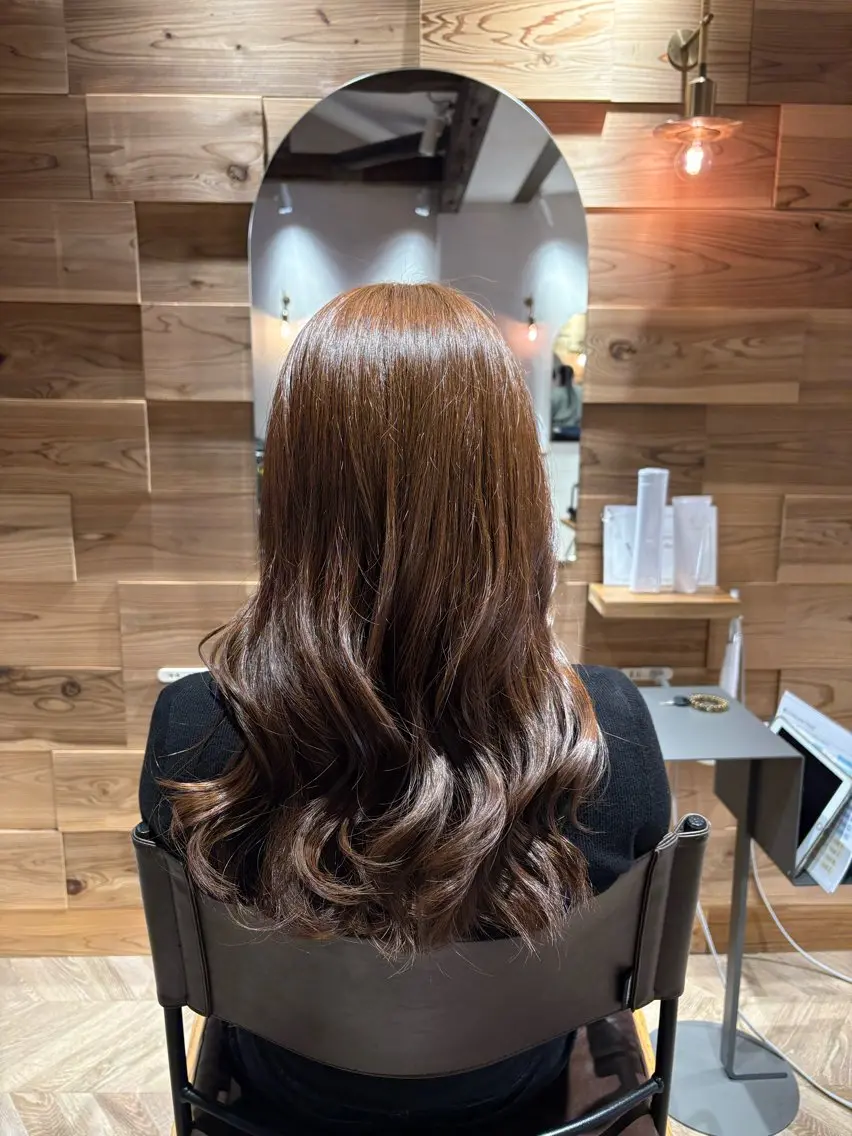 ロング カラー トリートメント カット ヘアカラー トリートメント Riri/ボブ/顔 周り/レイヤーカットのヘアスタイル