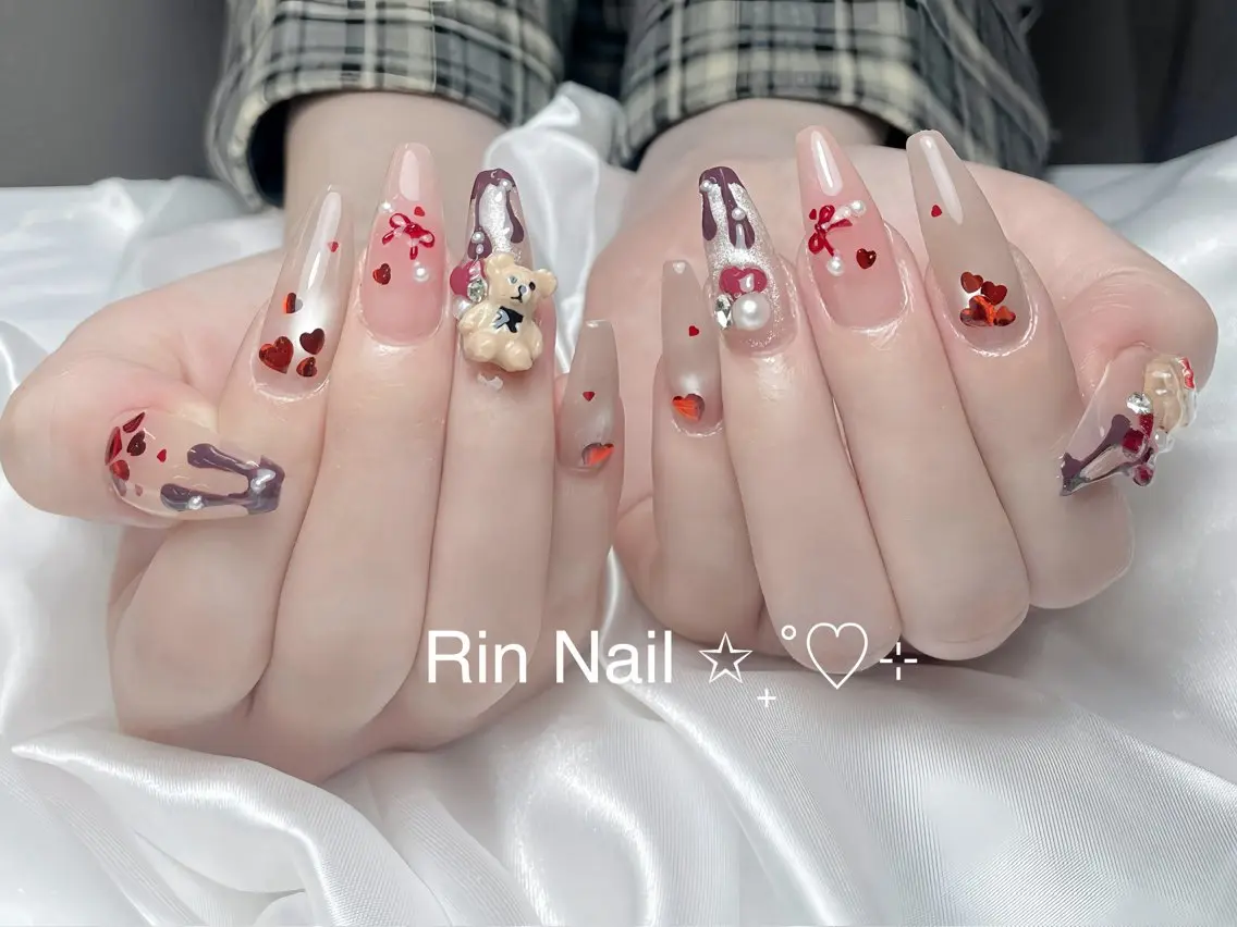 ネイル アートネイル ロングネイル ニュアンスネイル スカルプネイル ネイルチップ ハンドネイル Rin Nail 新大久保店のネイルデザイン