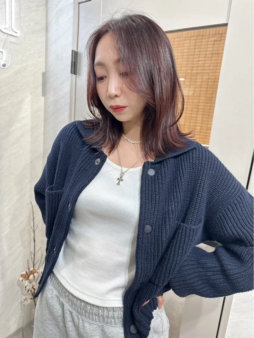 ミディアム カラー カット ヘアカラー トリートメント 髪質改善will hairdesignのヘアスタイル