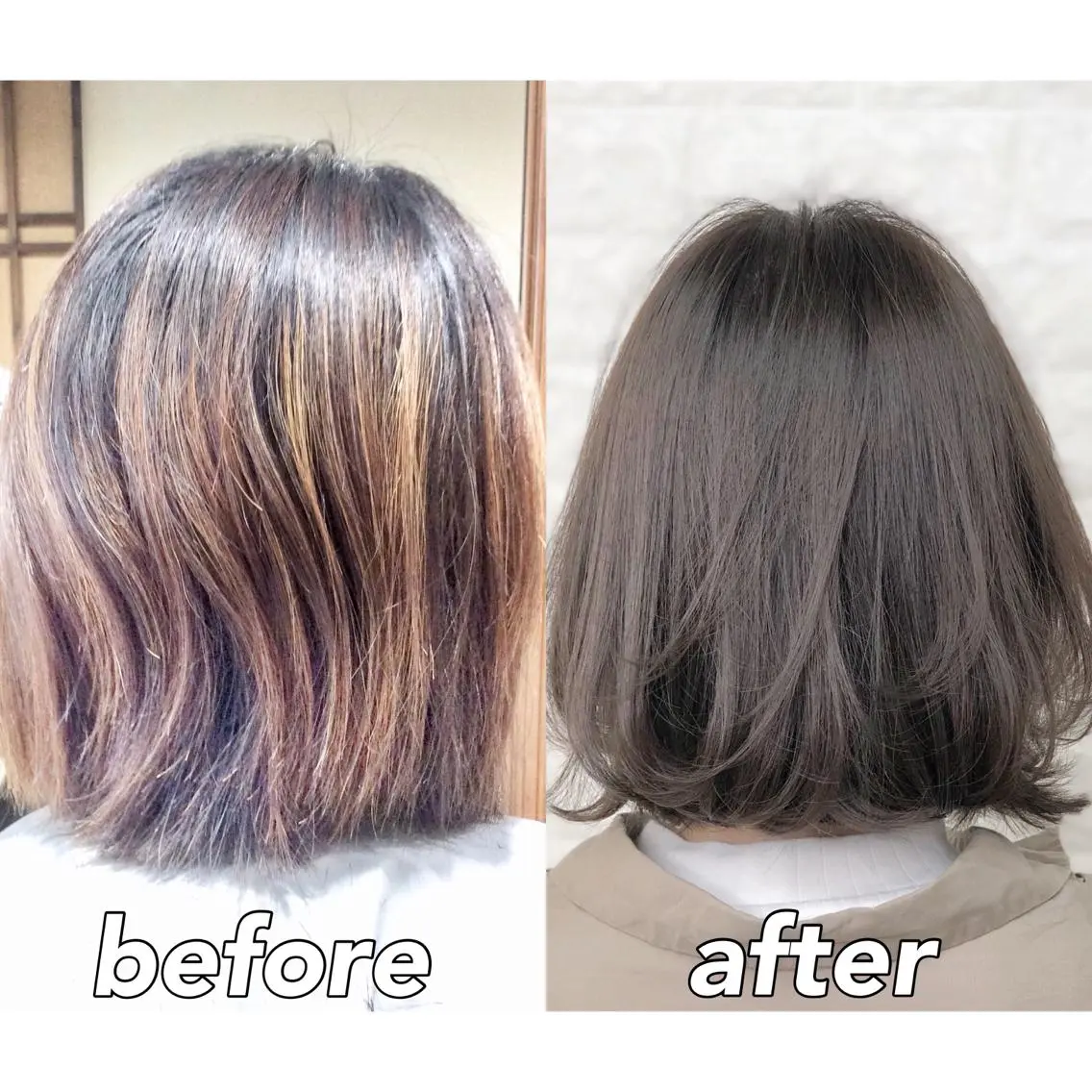 ショート カラー 切りっぱなしボブ アッシュ ベージュカラー ブリーチ 透明感カラー カット ヘアカラー トリートメント 髪質改善特化KIZU /艶髪研究（京都）のヘアスタイル