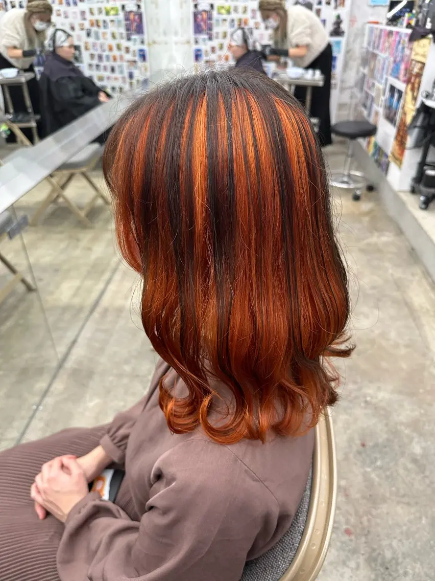 ミディアム カラー オレンジ あらげ 🌈推しカラー🌈ᵕのヘアスタイル