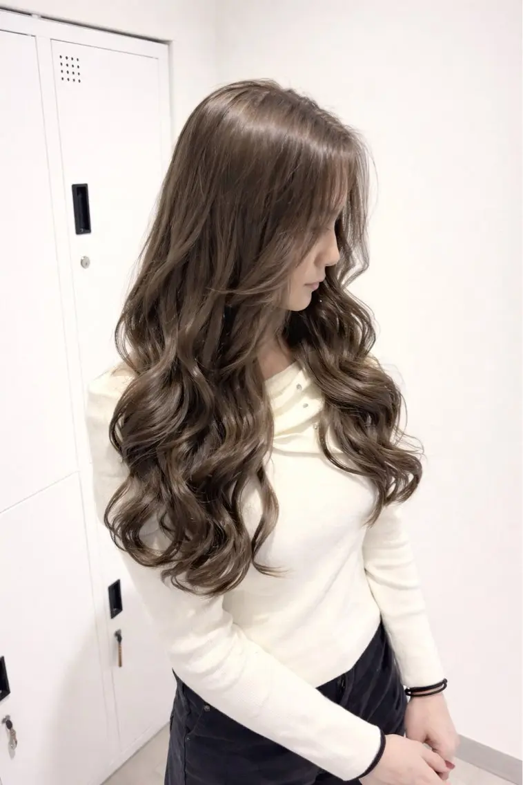 ロング カラー ベージュカラー ミルクティーベージュ ヘアカラー SASE/ 🍒nodoka🍒のヘアスタイル