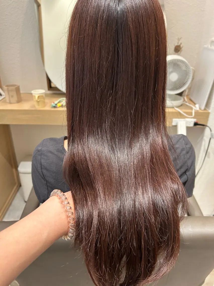 ロング カラー 髪質改善 レイヤーカット トリートメント 久木原 ゆりのヘアスタイル