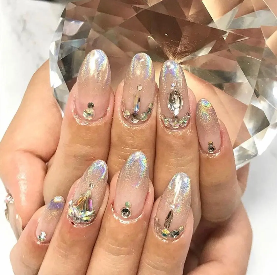 ネイル 渋谷／チップ長さ出し 👑アプレgel-xのネイルデザイン
