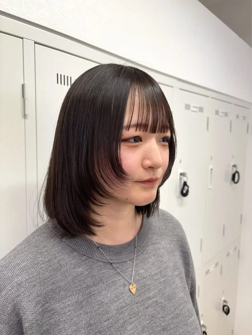 ミディアム パーマ レイヤーカット カット 縮毛矯正 トリートメント 長妻莉央/縮毛矯正 髪質改善カラーのヘアスタイル