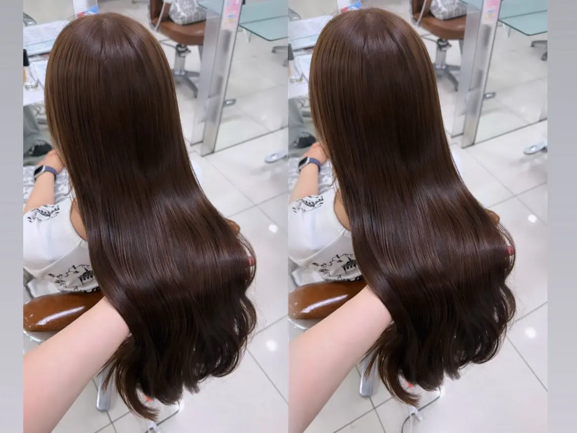 ロング ヘアカラー トリートメント ここな/暖色カラー 🧡束感マツエク🌼のヘアスタイル