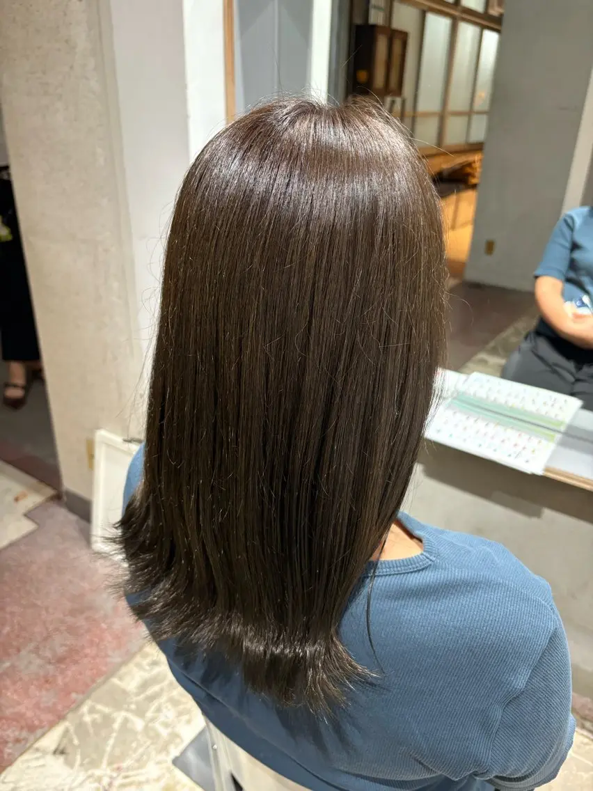 セミロング カラー ベージュカラー オリーブベージュ オレンジ カット ヘアカラー 玉置七海✨ /透明感/髪質改善のヘアスタイル