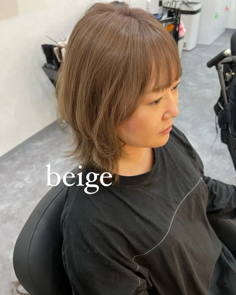 ミディアム カラー ショートボブ ミディアムパーマ バレイヤージュ ブリーチ ケアブリーチ 村岡 芽衣のヘアスタイル