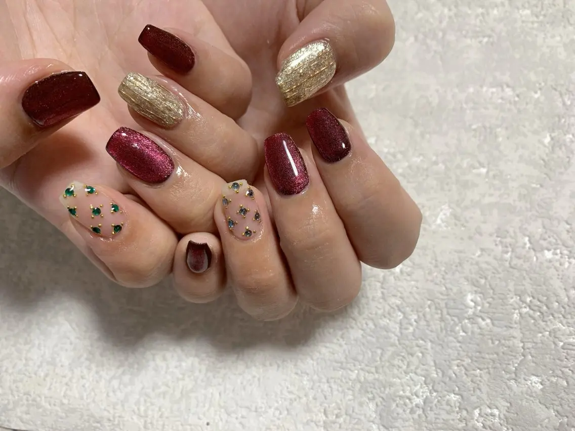 ネイル ジェルネイル キラキラネイル 韓国ネイル マグネットネイル メンズネイル kiki nail たまプラーザのネイルデザイン