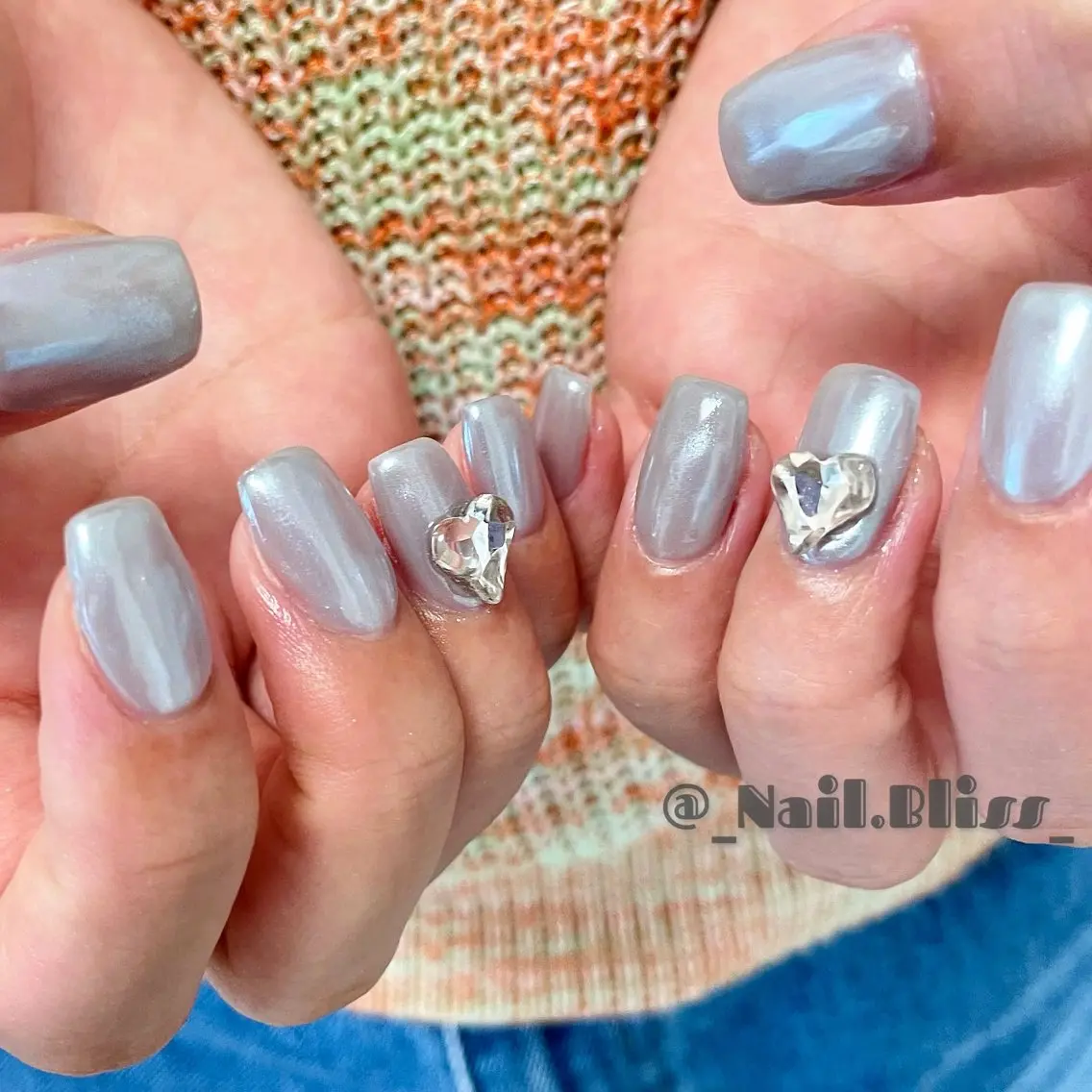 ネイル オーロラネイル ブルー ハンドネイル NAIL BLISSのネイルデザイン