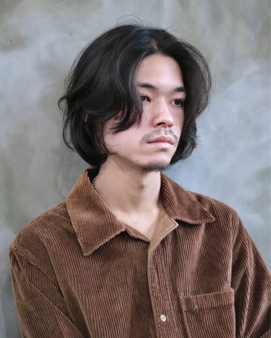 ミディアム パーマ メンズ カット ヘアカラー 木村陸弥🌿似合わせ 再現性メンズヘアのヘアスタイル