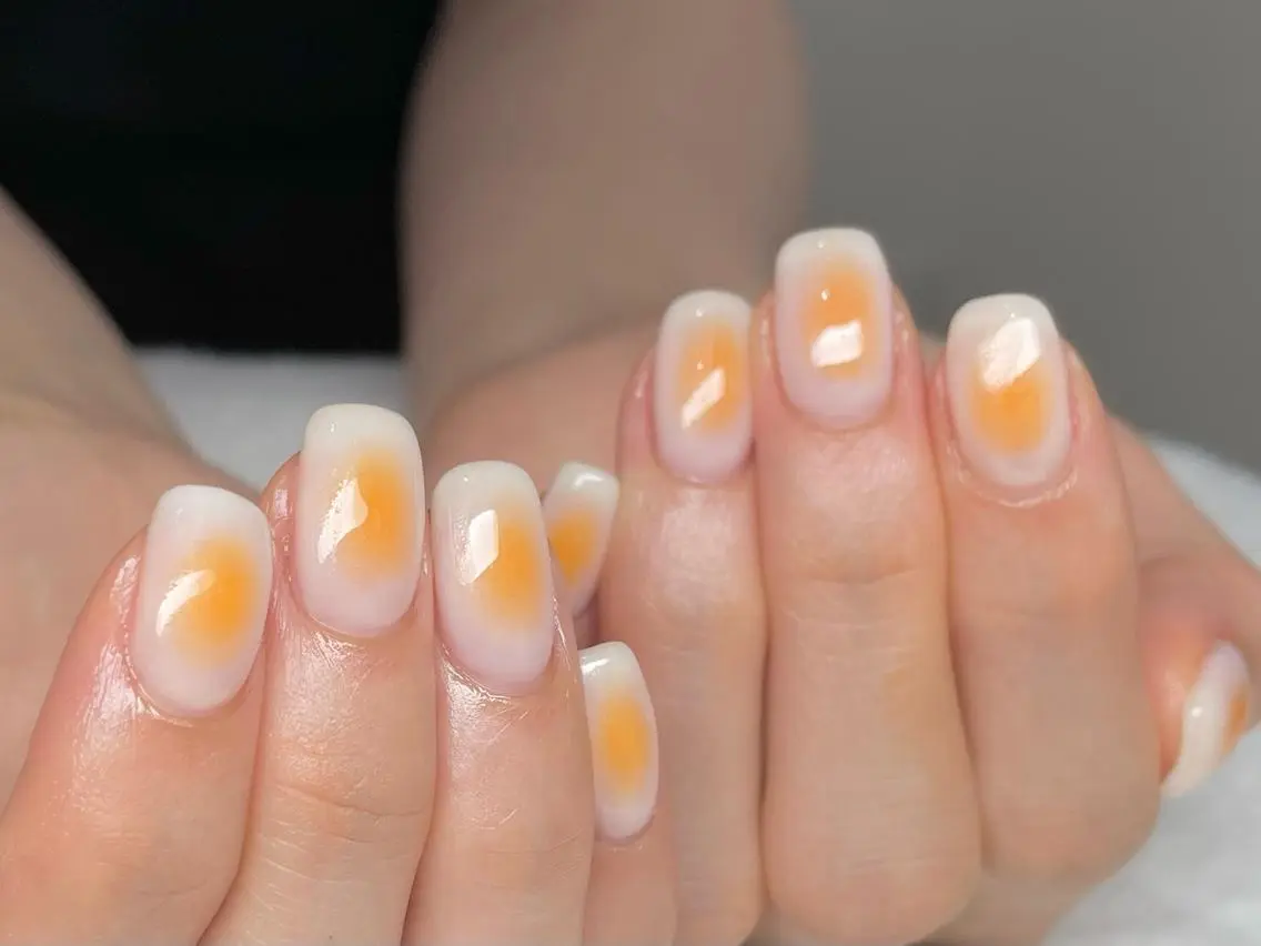 ネイル チークネイル オレンジ riri-nail Rie Endoのネイルデザイン