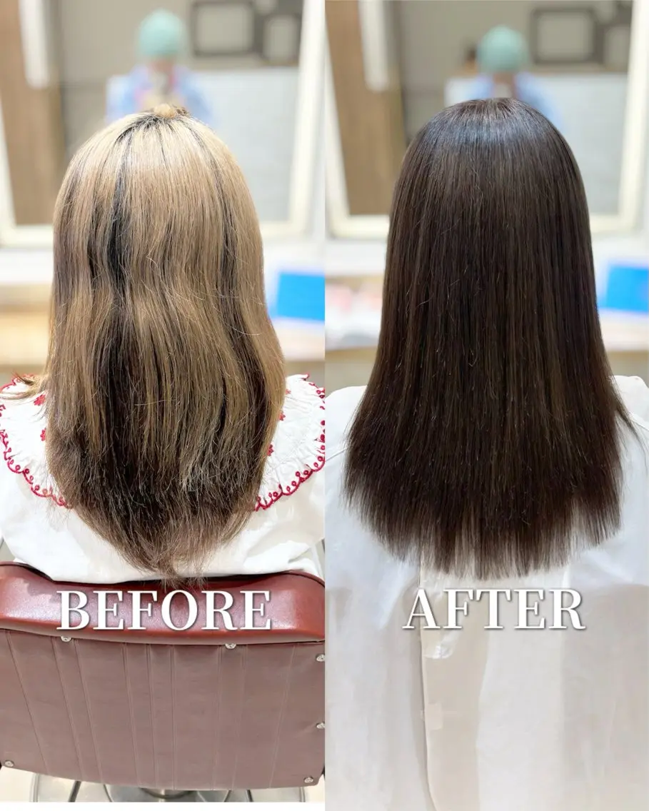 ロング カット ヘアカラー 縮毛矯正 トリートメント ヘッドスパ ヘアセット あやか 白髪ぼかしハイライトのヘアスタイル