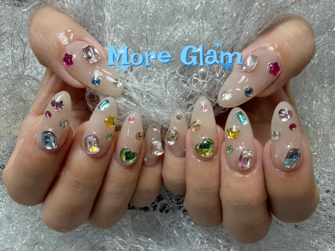 ネイル 長さ出し フットネイル フレンチネイル ジェルネイル ガラスフレンチ MoreGlam Nailsのネイルデザイン