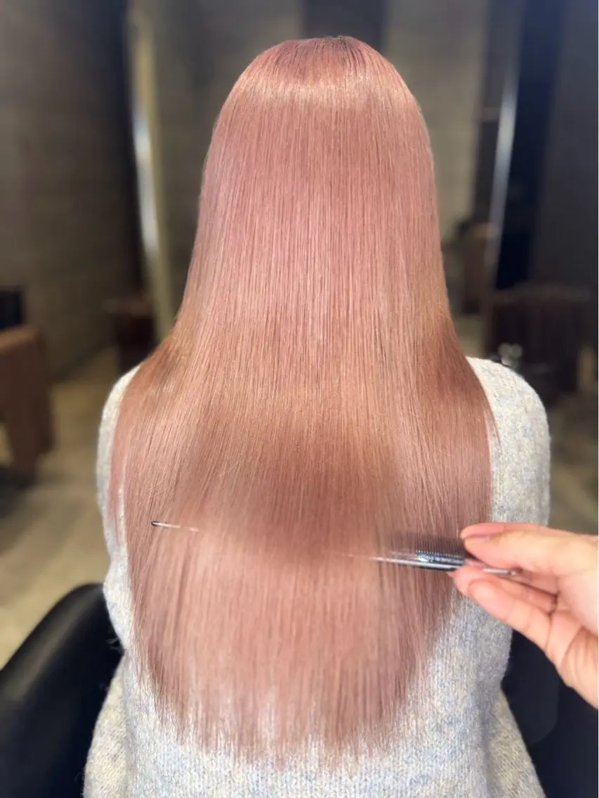 ロング カラー ベージュカラー 透明感カラー ハイトーンカラー ピンクカラー ピンクベージュ ヘアカラー 👑ハイトーン👑髪 質改善👑だいとのヘアスタイル