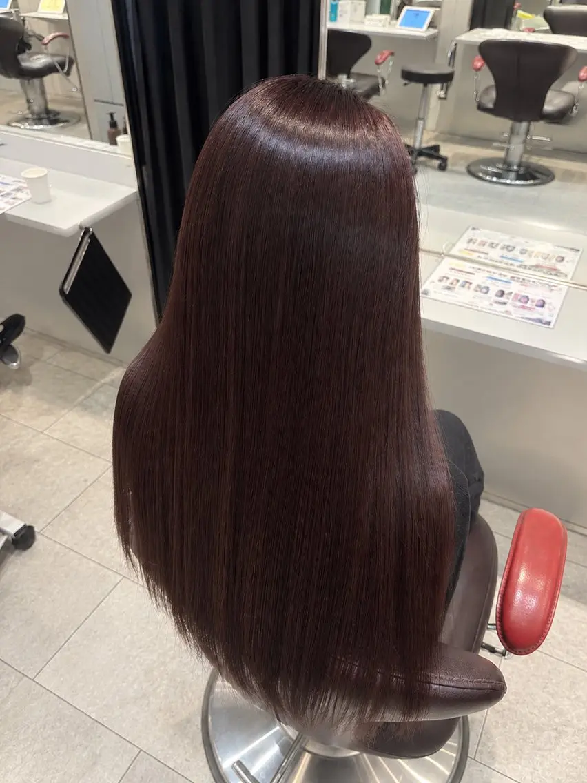 カラー ブラウンカラー 透明感カラー ピンクカラー 李 文のヘアスタイル