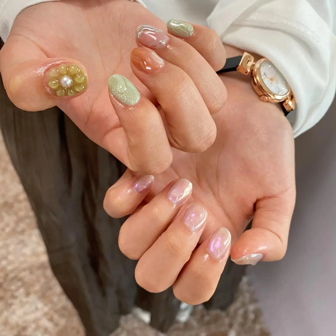 ネイル ニュアンスネイル 春ネイル ハンドネイル lcoco nailのネイルデザイン
