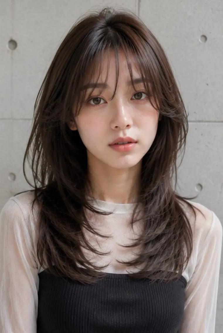 ロング 顔周りカット 韓国風ヘア レイヤーカット 小顔カット カット ヘアカラー トリートメント 💎メンズカット💎 美髪矯正 ミツキのヘアスタイル