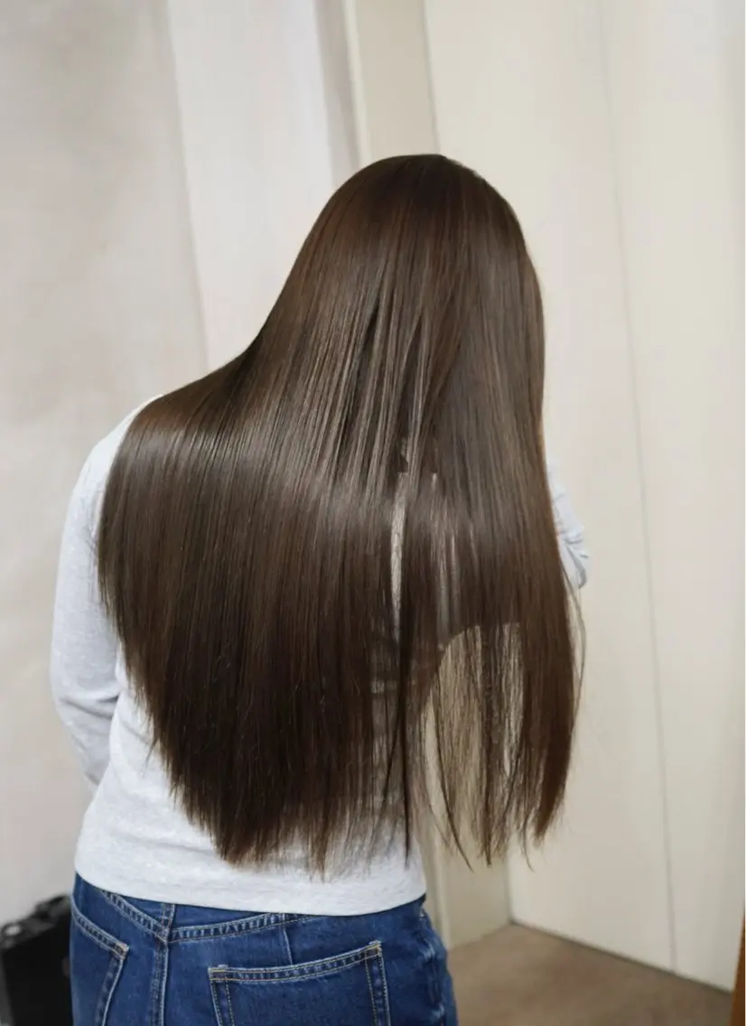 ロング カラー グレージュ 髪質改善 カット ヘアカラー トリートメント 透けヘア/艶ベージュ ヘアセット/nagiのヘアスタイル