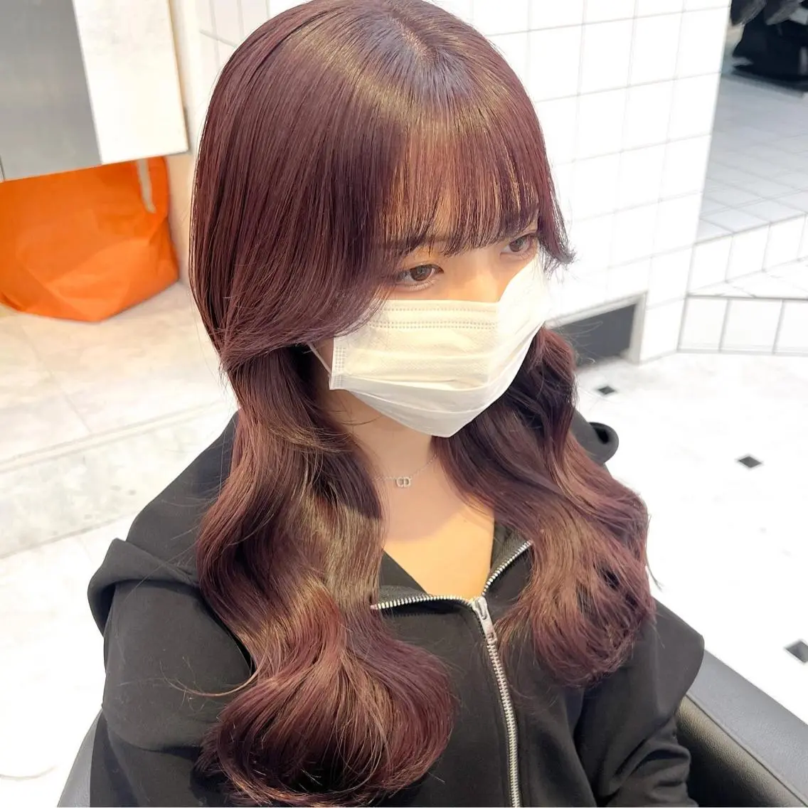 ロング カラー ヘアアレンジ ラベンダーカラー ピンクカラー ピンクラベンダー 顔周りカット ヨシンモリ 💖韓国ヘアの匠 💖TAKUMI💖のヘアスタイル