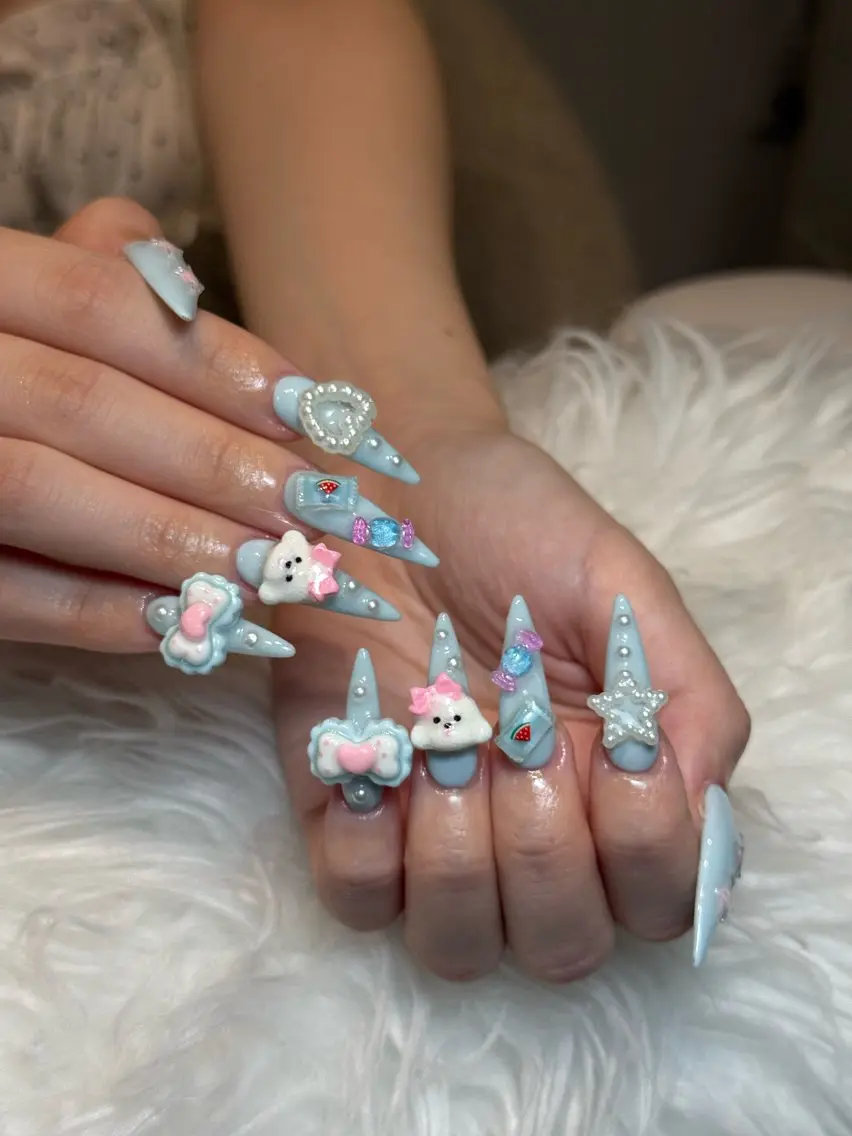 ネイル クリアネイル ドット フラッシュネイル フレンチネイル マグネットネイル ハンドネイル ハンドケア Aria Nail Beautyのネイルデザイン