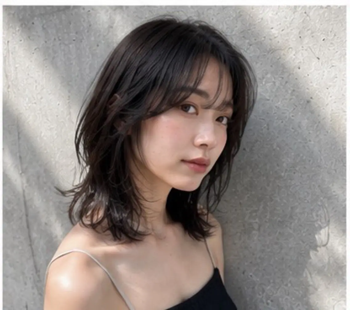 ミディアム カラー パーマ カット ヘアカラー トリートメント 透明感カラー レイヤー/コウスケのヘアスタイル