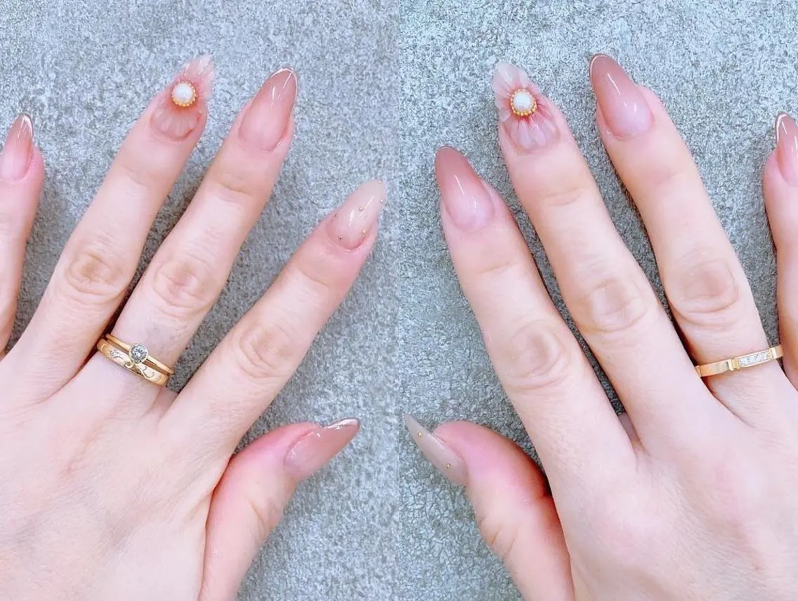 ネイル 入学式 フラワーネイル ジェルネイル グラデーション 卒業式 Lilas Nailのネイルデザイン