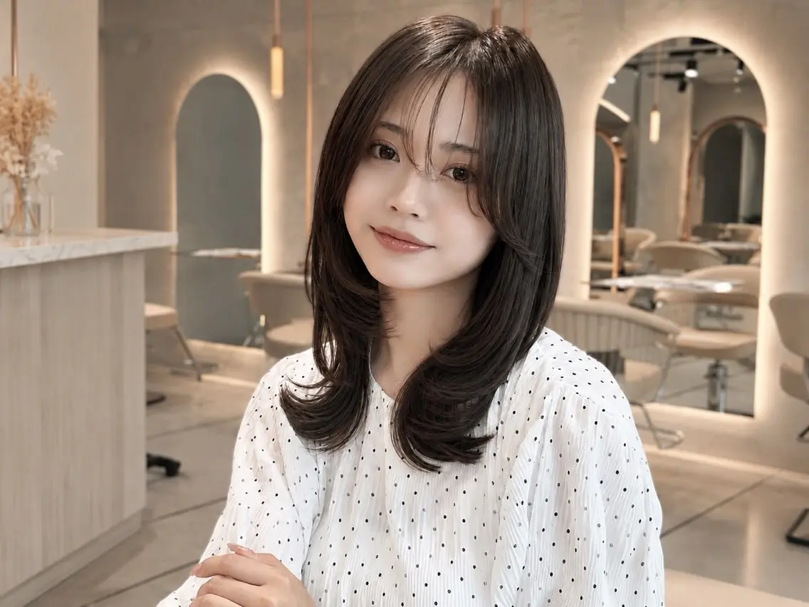 ミディアム カラー カット ヘアカラー トリートメント 🦋韓国風レイヤー/ 艶髪矯正🦋凛太郎のヘアスタイル