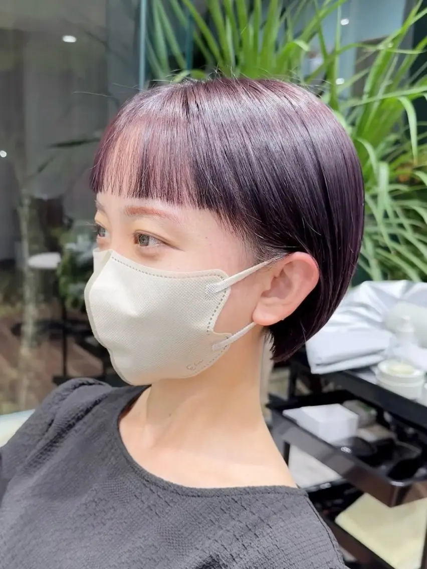 ショート カラー ピンクカラー ボブ オン眉 カット ヘアカラー ハイトーン/ブリーチ /ボブ特化/SOMAのヘアスタイル