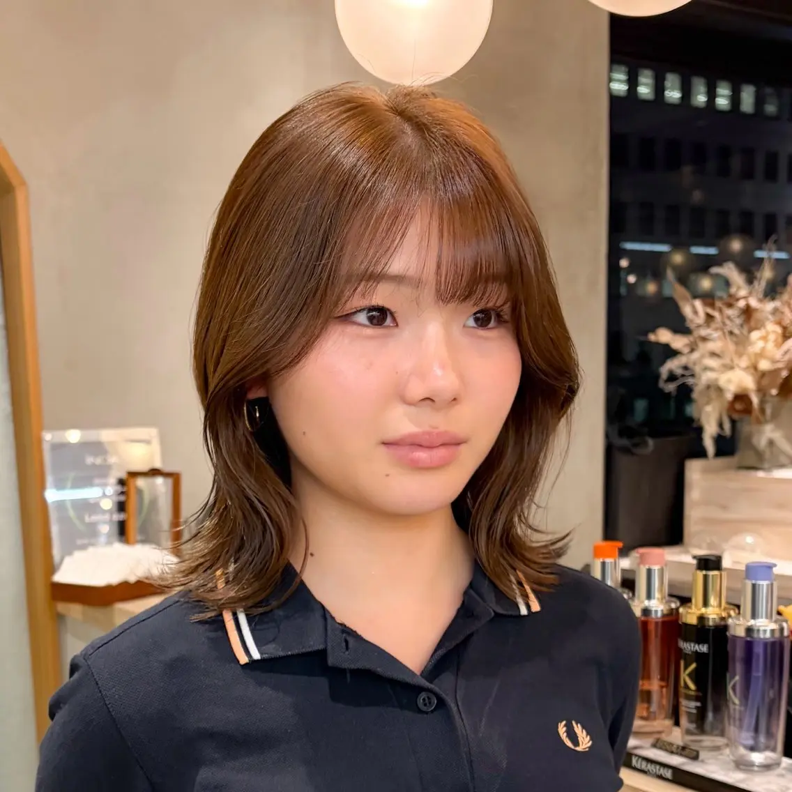 ミディアム カラー カット ヘアカラー トリートメント ♥️ボブ縮毛矯正/暖 色/minami♥️のヘアスタイル