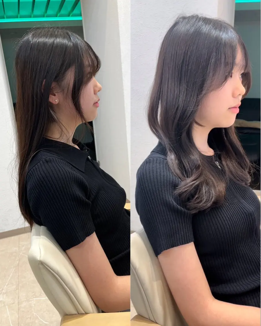 ミディアム カラー 顔周りカット レイヤーカット カット ヘアカラー トリートメント ミタニ/髪質改善 /レイヤーカットのヘアスタイル