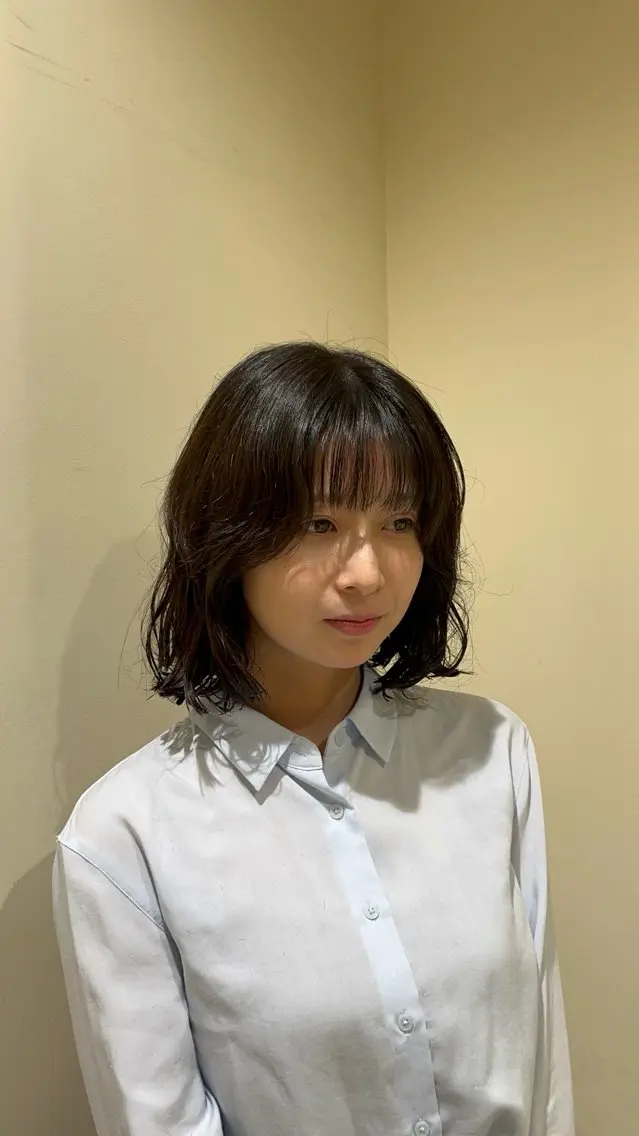 ミディアム パーマ ミディアムパーマ 山口 陸のヘアスタイル