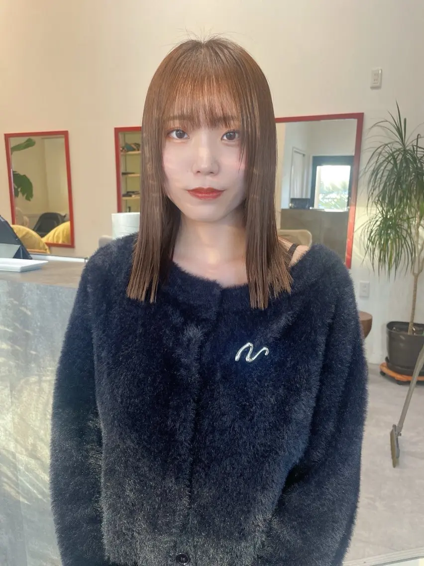 セミロング 髪質改善 縮毛矯正 カット 縮毛矯正 トリートメント 🌈高田大夢似合わせ 透明感カラー🌈のヘアスタイル
