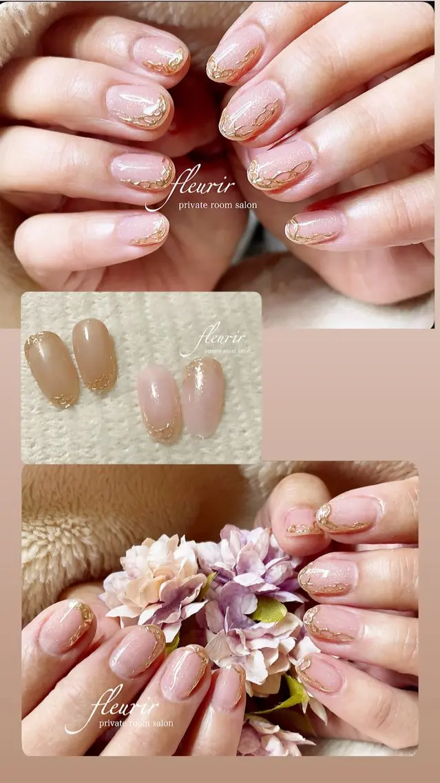 ネイル アートネイル 桜ネイル クリアネイル ラメ(グリッター) ミラーネイル ハンドネイル フルリール 【プライベートサロンのネイルデザイン
