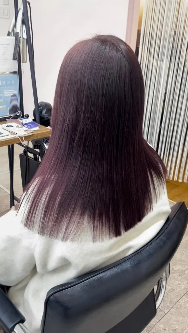 ロング カラー ラベンダーカラー ピンクカラー ピンクラベンダー 松本 ゆまのヘアスタイル