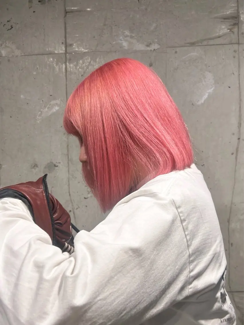 ショート カラー ブリーチ ケアブリーチ ハイトーンカラー ピンクカラー ボブ 【縮毛矯正ブリーチ】 MANATO🌈のヘアスタイル