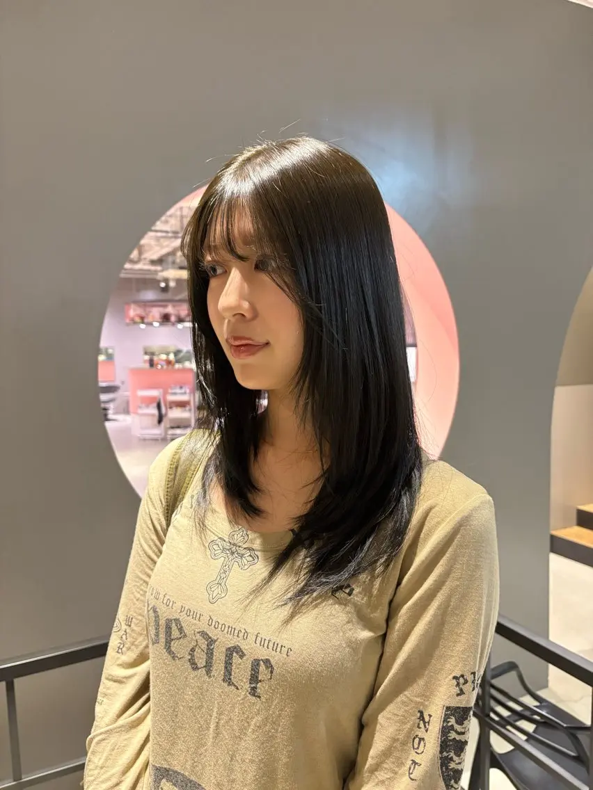 ロング カラー グレージュ オリーブグレージュ オリーブグレー ヘアカラー 刈谷/カラーモデル/ パーマモデル/ゆうのヘアスタイル