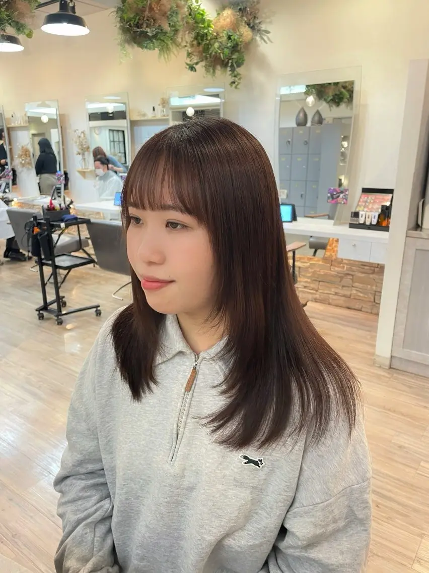 ロング カット 縮毛矯正 トリートメント VISAGE ba.sk 金子詩帆のヘアスタイル