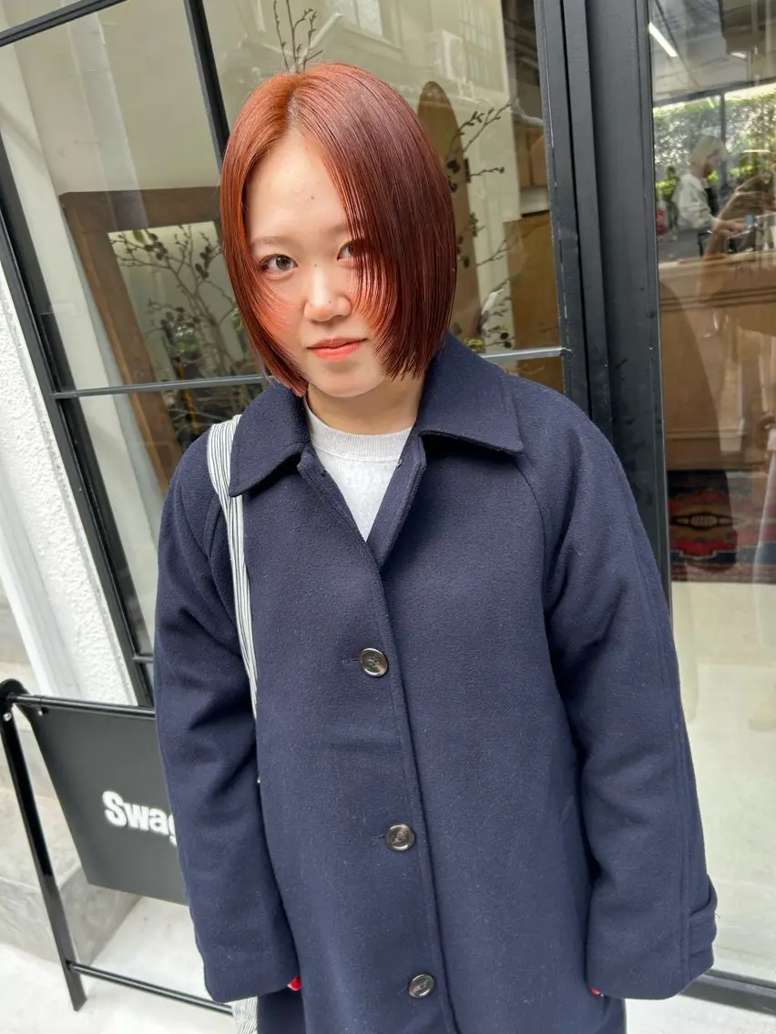 ショート カラー パーマ ヘアアレンジ デザインカラー/ボブ ブリーチカラー/ユリのヘアスタイル