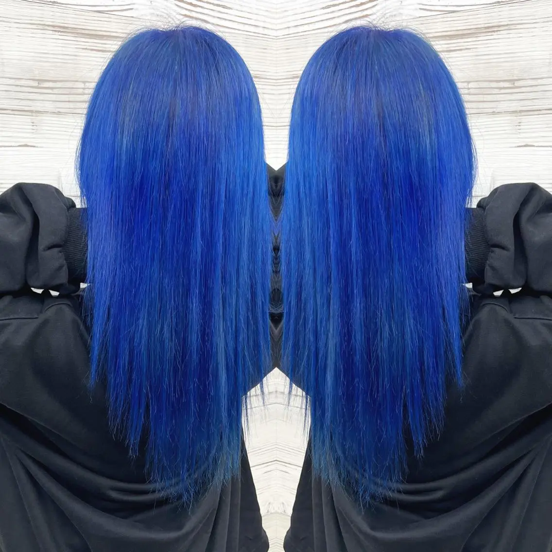 ロング カラー ヘアアレンジ ブリーチ ブルーカラー エクステ 枝毛カット&髪質改善 満足NO.1岡しゃんのヘアスタイル