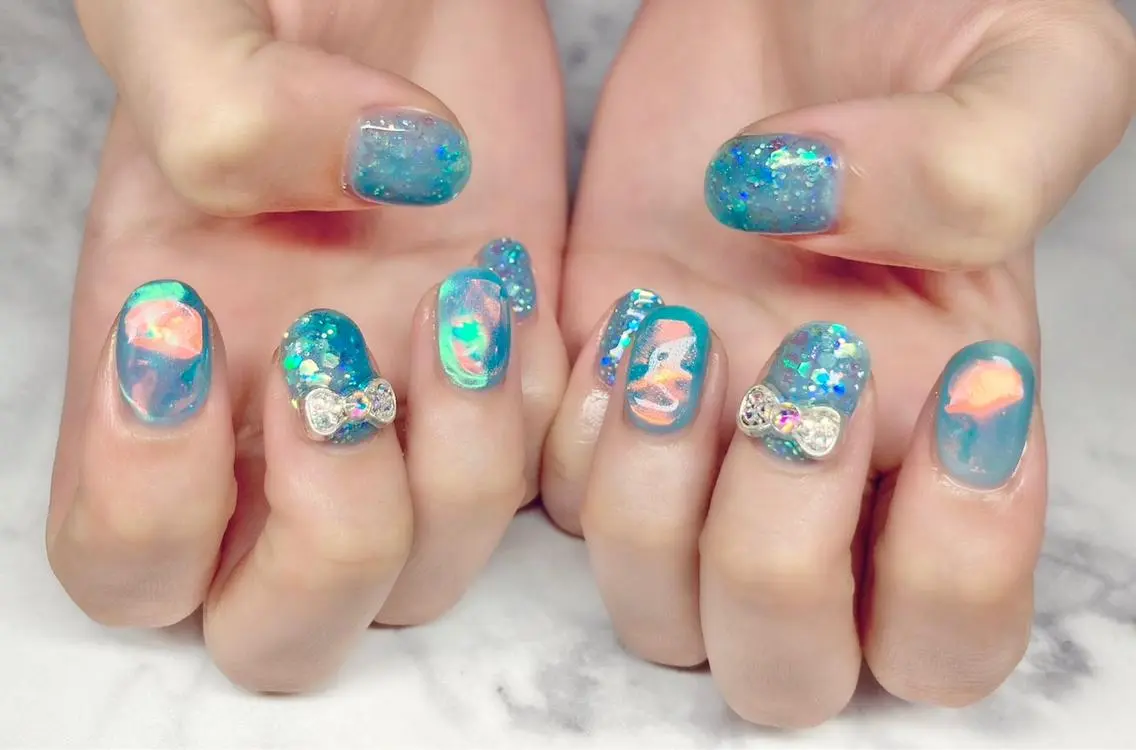 ネイル ジェルネイル 氷ネイル・うるうるネイル ニュアンスネイル パラジェル Nail&eye Belire 新宿のネイルデザイン