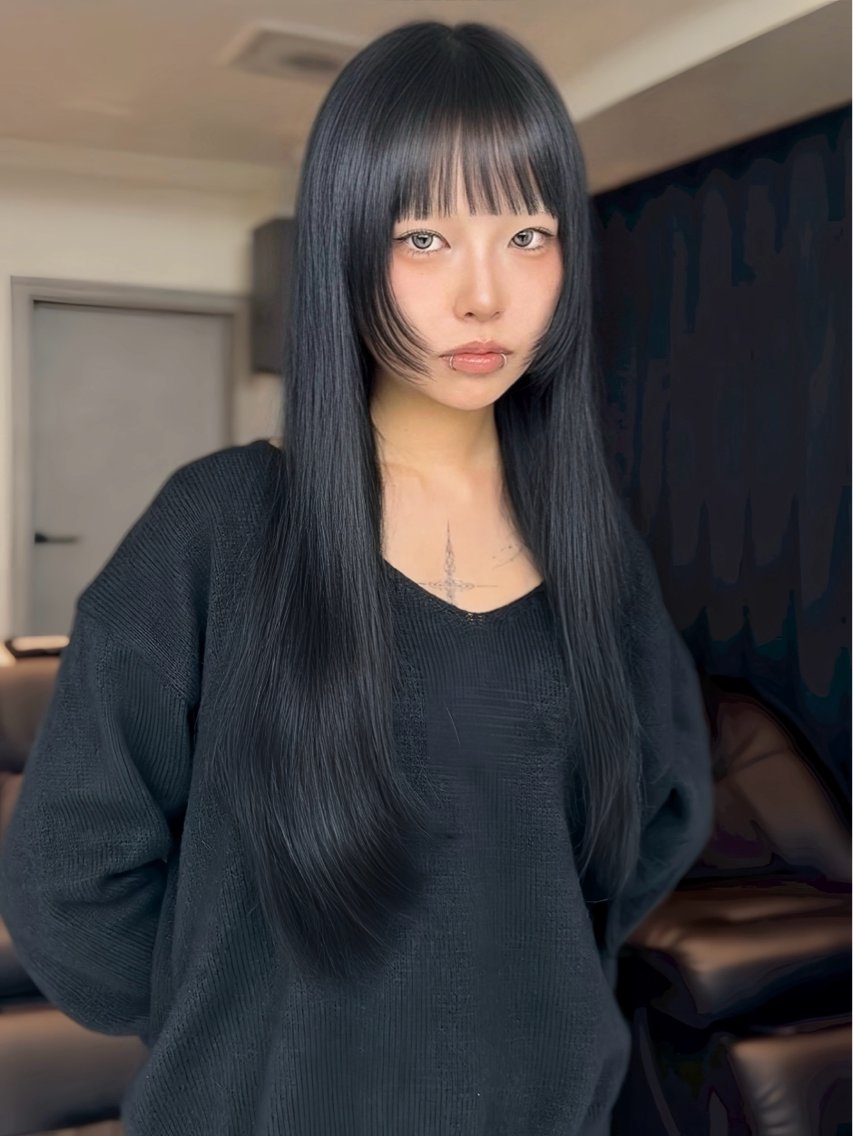 ロング ハッシュカット レイヤーカット ワイドバング カット ヘアカラー 似合わせレイヤー /togawaのヘアスタイル