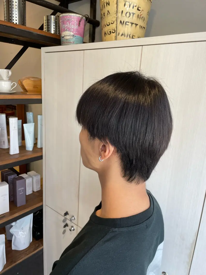 ショート メンズ 縮毛矯正 縮毛矯正 オオシマ ミユのヘアスタイル