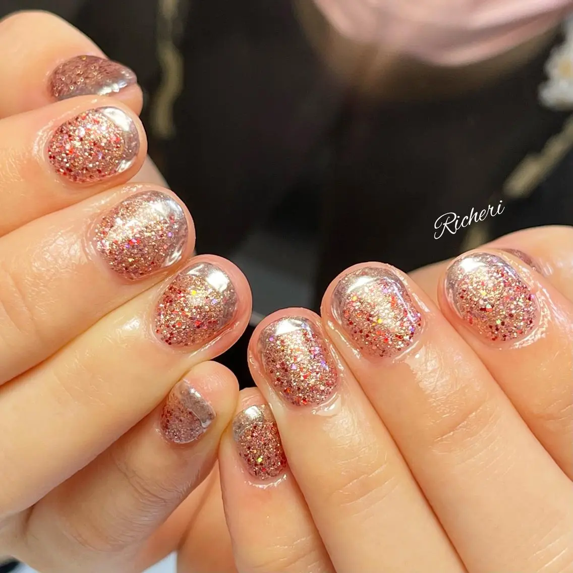 ミディアム ネイル ラメ(グリッター) richeri beautyのネイルデザイン
