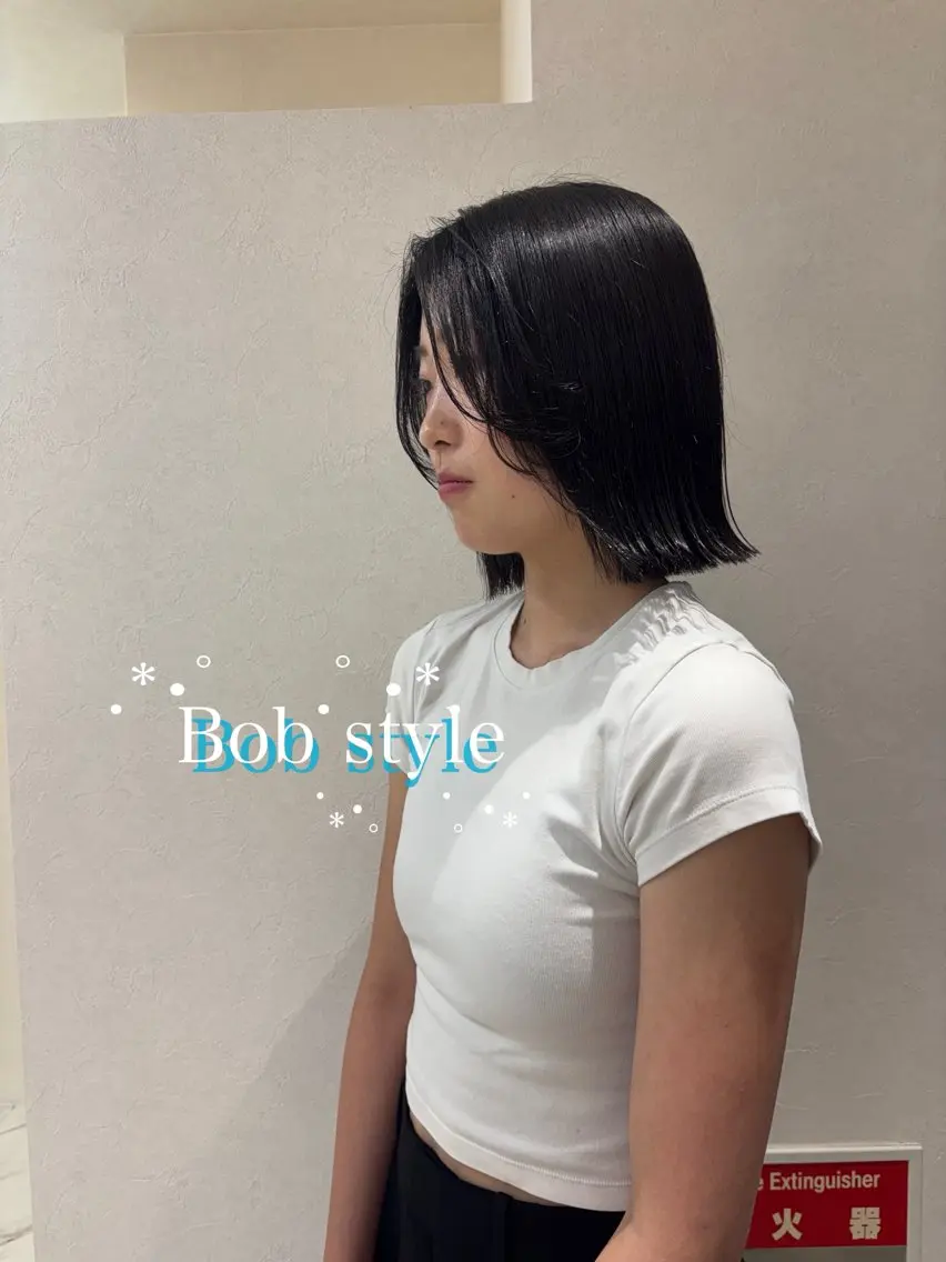 ミディアム カット ヘアカラー トリートメント 透明感カラーボブ レイヤー/asukaのヘアスタイル