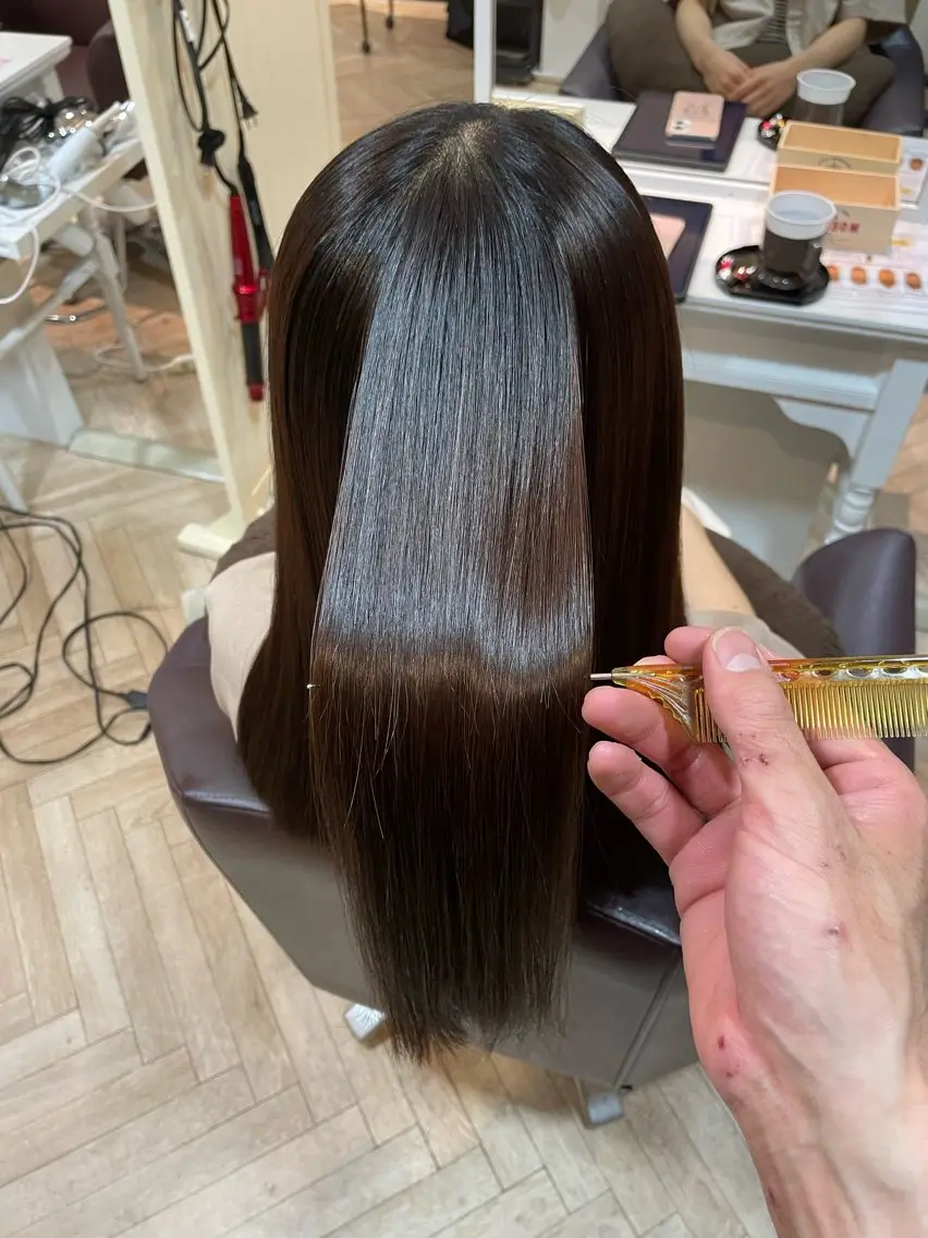ロング パーマ 髪質改善 縮毛矯正 ストレートパーマ 髪質改善美容師 個室サロン白金厚哉のヘアスタイル