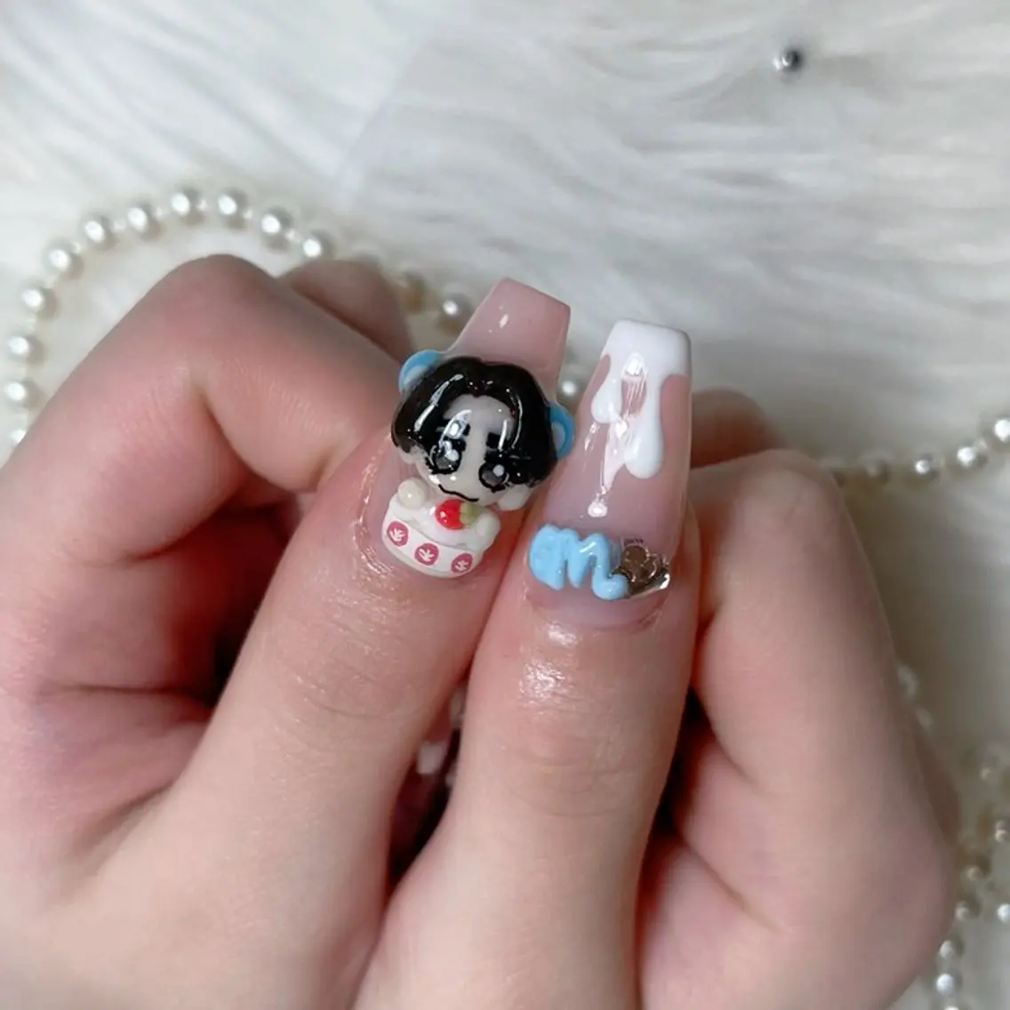 ミディアム 韓国風ヘア ハンドネイル Chiin Nailのネイルデザイン
