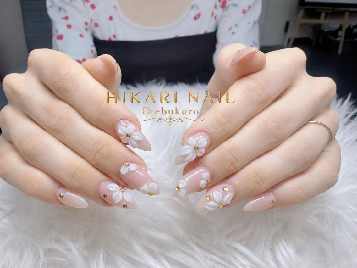 ネイル チークネイル 長さ出し フレンチネイル ガーリー ハロウィン ハンドネイル HikariNail Ikebukuroのネイルデザイン