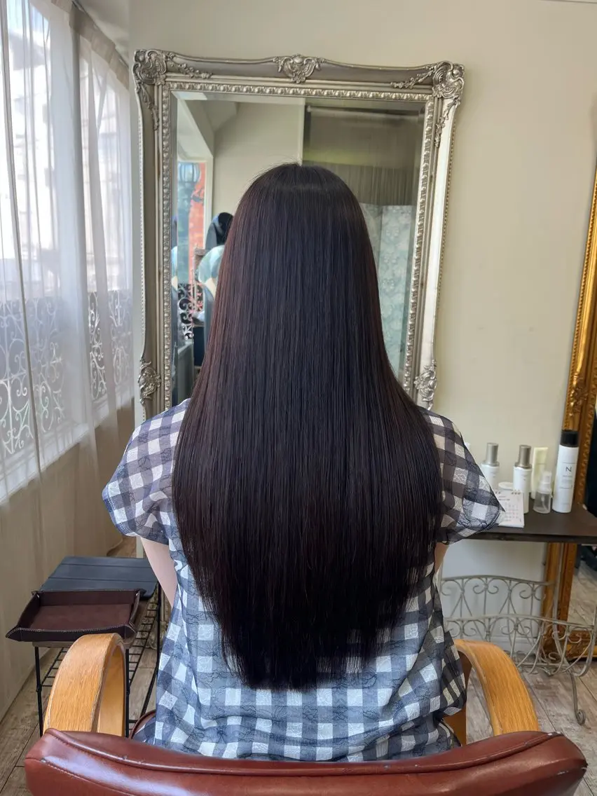 ロング 縮毛矯正 カット ヘアカラー 縮毛矯正 トリートメント 【艶髪カラー】 omiのヘアスタイル