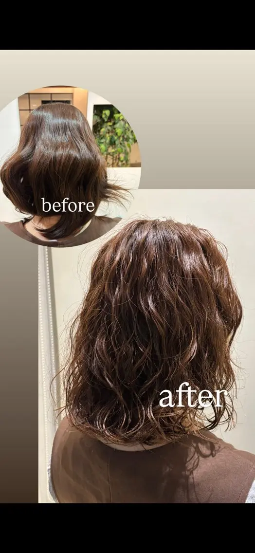 ミディアム パーマ イナイ ハルカのヘアスタイル